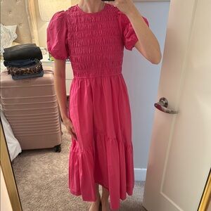 Elegant Pink Smocked Dress
